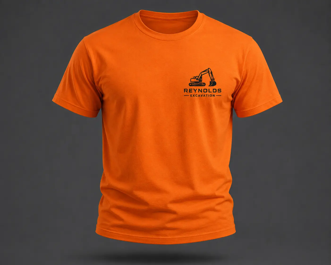 Safety orange custom work shirt for Reynolds Excavation